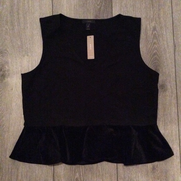 NWT J. Crew Velvet Peplum Top Size Large - Picture 2 of 6